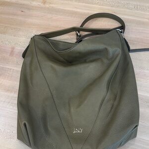 JNY Olive Green Leather Tote Bag